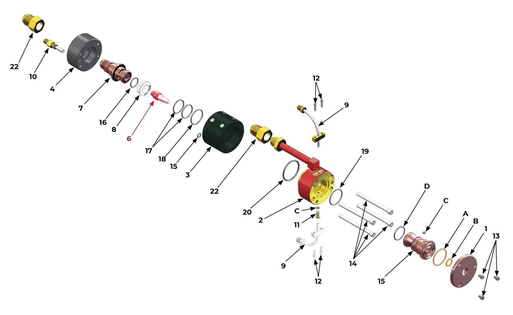 IRS-300045 Катод, SG-100, NVS, STD (катод для стандартного безвихревого режима работы) на Взрыв-схеме плазмотрона SG-100