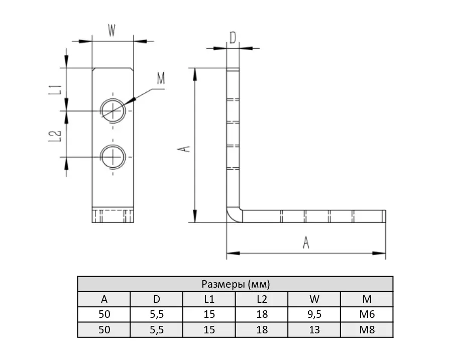 Внутренний угловой соединитель М6 для алюминиевых профилей, паз 6, ALF-IC1530-S