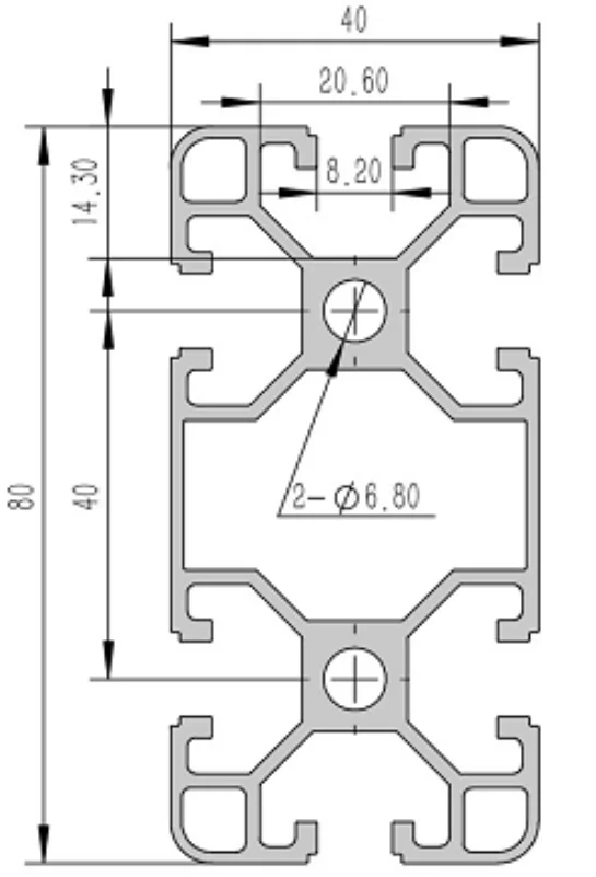 4080-8L Алюминиевый конструкционный профиль анодированный