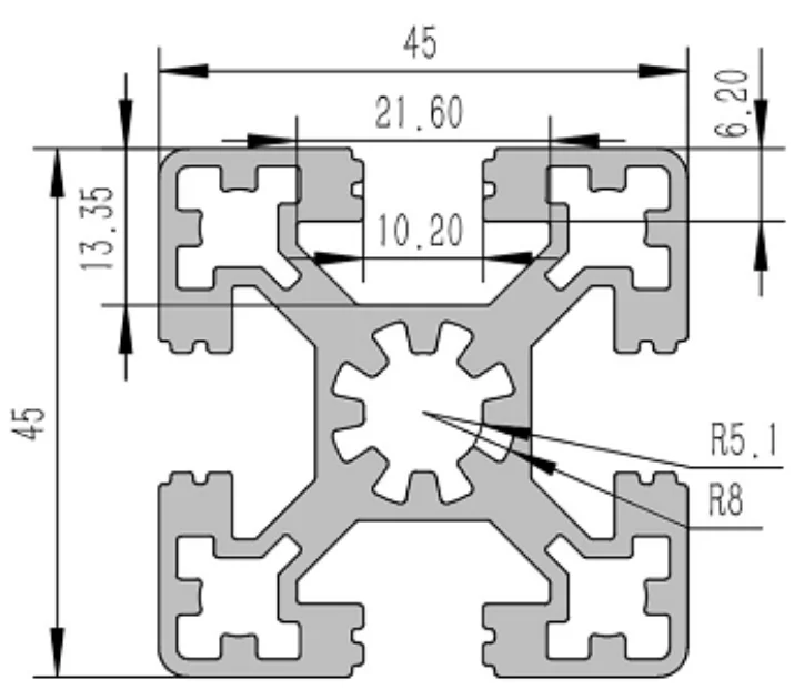 4545-10W Алюминиевый конструкционный профиль анодированный