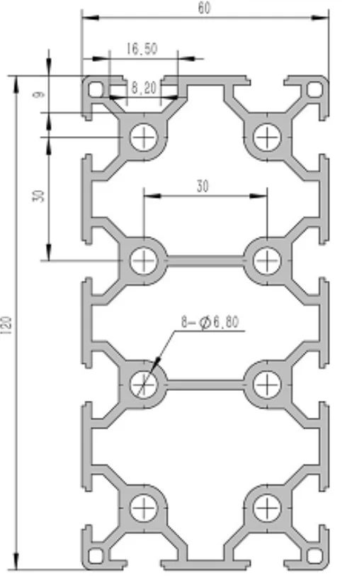60120-8B Алюминиевый конструкционный профиль анодированный