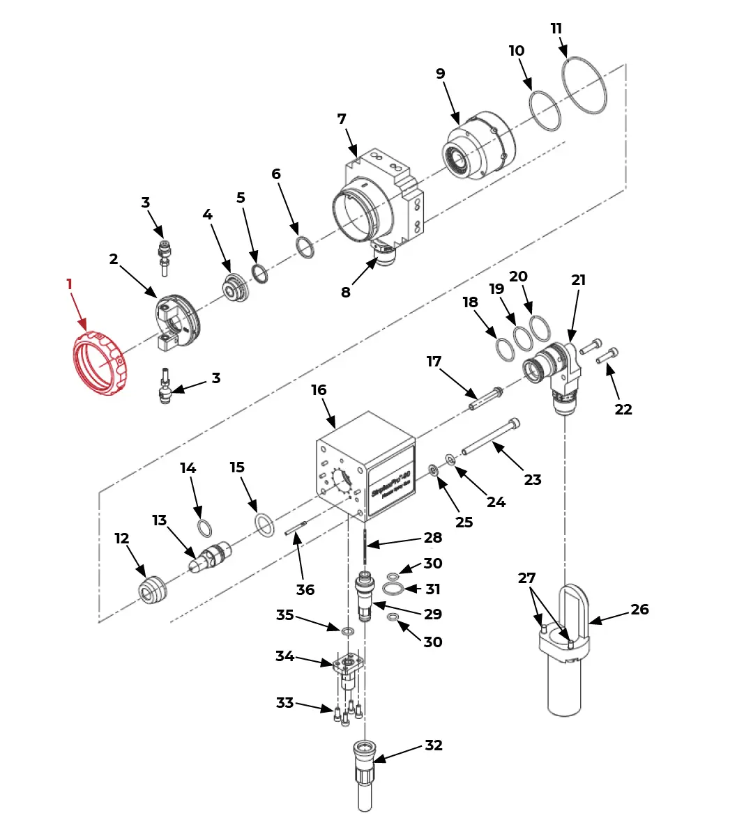 IRS-303001 Nozzle Nut on SinplexPro-90 Plasma Gun Scheme