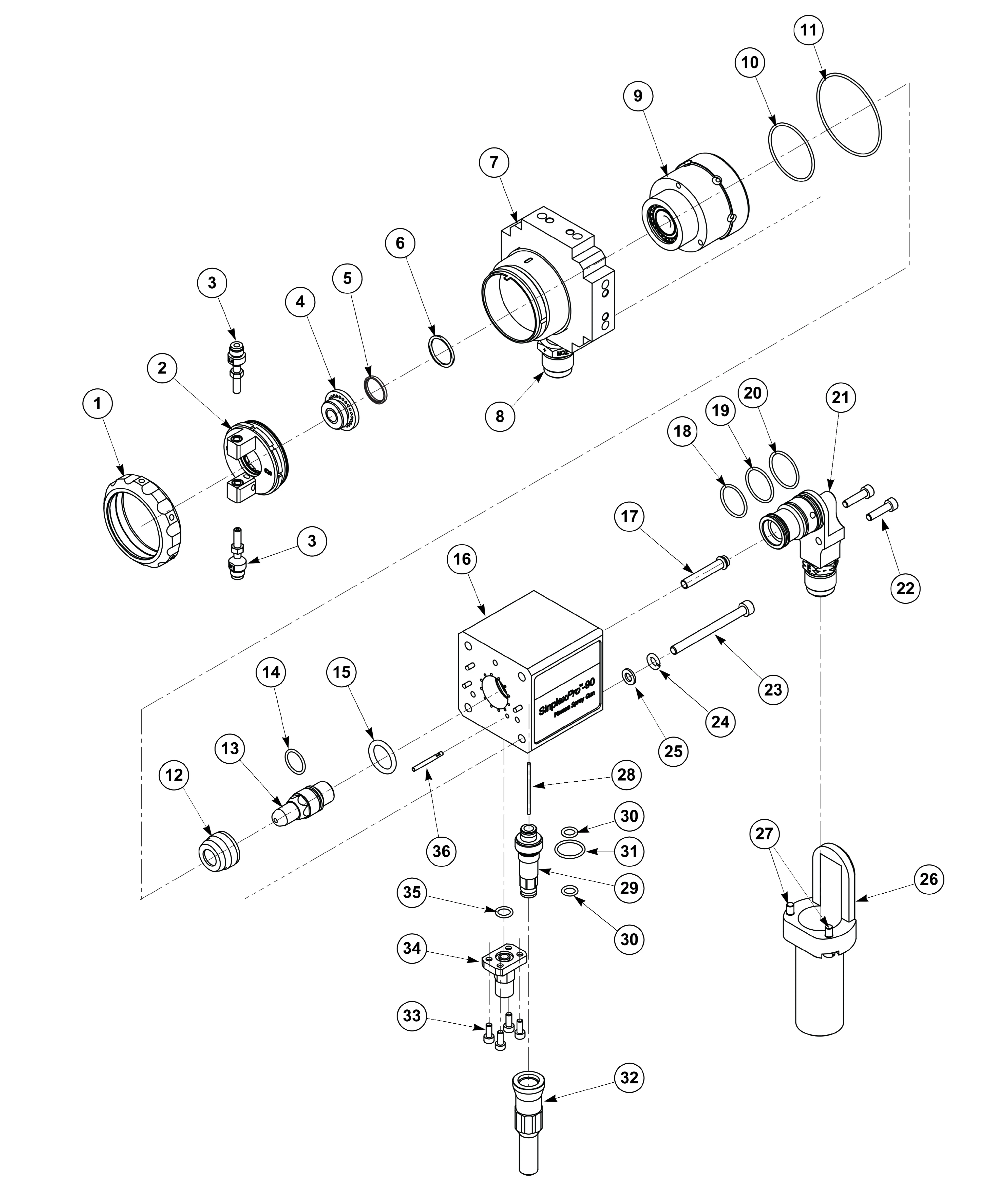 Взрыв-схема плазматрона SinplexPro-90