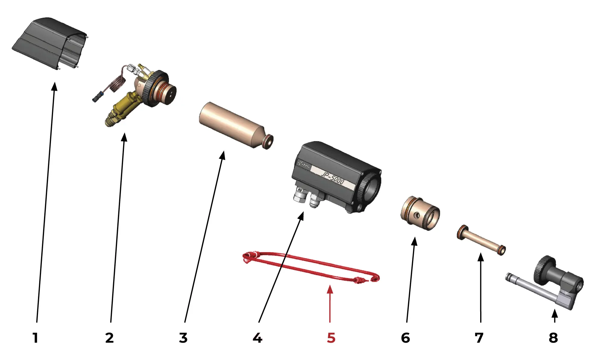 IRS-00100782 JP-5000 Порошковая подача в сборе на Взрыв-схеме горелки JP 5000