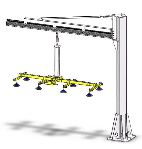 3д модель вкуумной траверсы на рельсе