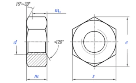 DIN 934 чертеж