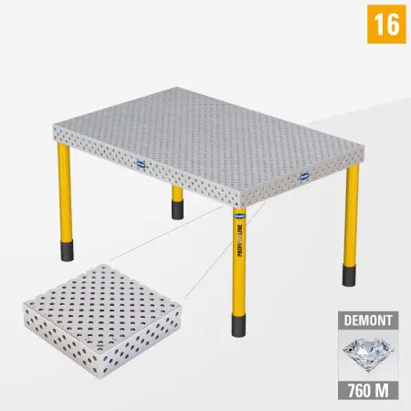 PROFIPlusLINE PL 3D welding table 16 1500x1000 nitrided DEMONT 760 M with standard legs