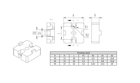 Торцевая пластина для опор M12, серия 45, ALF-CPM12-45P