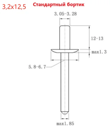 3,2х12,5 глухая стандартный бортик