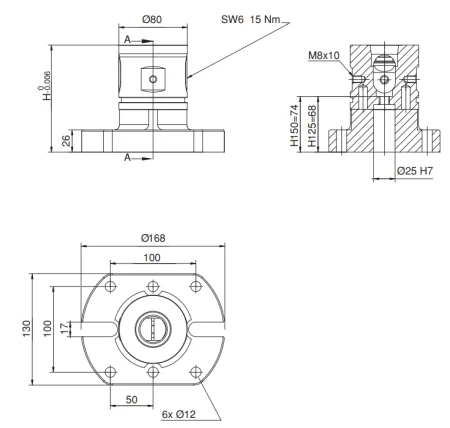 M-2610-80125 Модуль зажимной для 5 осевой обработки с ориентирующим пазом, 80 мм