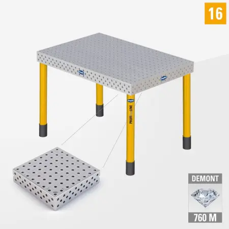 PE 3D welding table 16 1200x800 nitrided DEMONT 760 M with standard legs