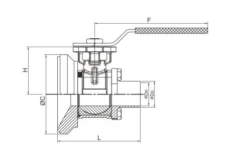 Сварной шаровой кран донный (размер 2,5")
