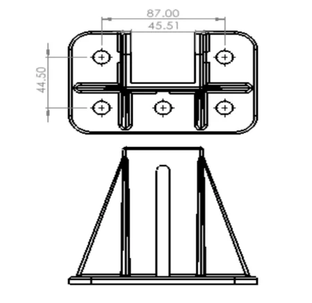 Опора фундаментная усиленная для алюминиевых профилей, серия 4545, основание 72х133 мм, ALF-FS-A4545