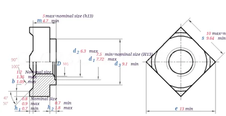 DIN 928 M6 чертеж