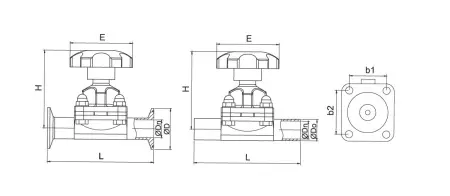 Прямоточный мембранный клапан (стандартного типа)
(размер DN100)