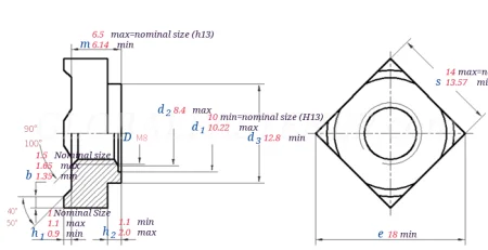 DIN 928 M8 чертеж