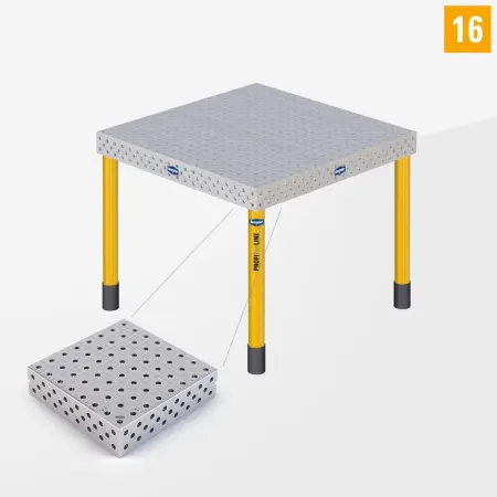 PE 3D welding table 16 1000x1000 standard version with standard legs
