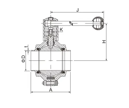 Сварной Дисковый клапан (DIN)
(размер DN32)