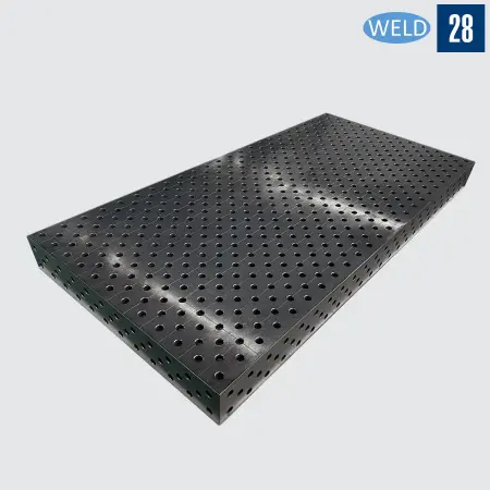 3Д сварочная плита 4000х2000х200 мм с диагональной сеткой отверстий. Плазменная азотация С28-4020.ДН