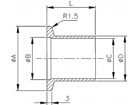 Патрубок под сварку KF16, L=50  мм (нержавеющая сталь )