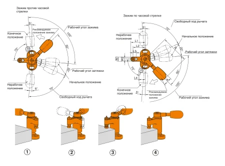 M-3350-4510L Прижим поворотный регулируемый с рычагом