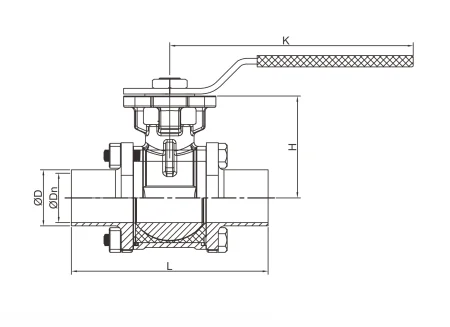 Шаровой кран под сварку (размер DN15 Стандарт DIN)