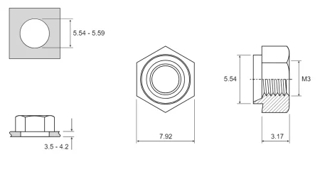 M3 x 8swg Hexagon Rivet Bush ШЕСТИГРАННАЯ ДЛЯ МЕТАЛЛА 3,5-4,2 мм