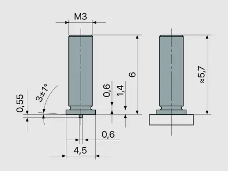 Резьбовая приварная шпилька стальная Нержавеющая M3x6 Арт. 12-03-006