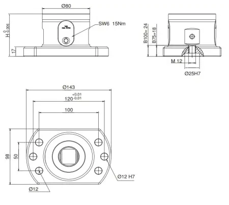 M-2600-8075 Модуль зажимной для 5 осевой обработки, 80 мм