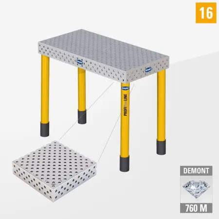 PROFIPlusLINE PL 3D welding table 16 1000x500 nitrided DEMONT 760 M with standard legs