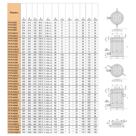 HT-PLN100012 Гидроцилиндр со стопорной гайкой 1000 тонн, 300 мм