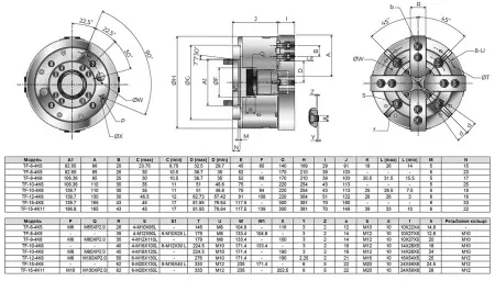 TF-6-4K5 Гидравлический четырехкулачковый токарный патрон
