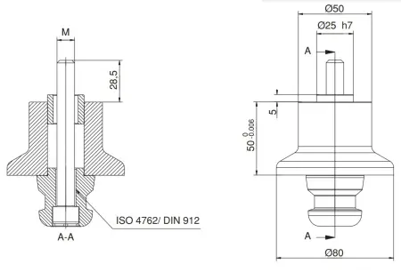 M-2645-801275 Адаптер установочный с наружной резьбой, 80 мм
