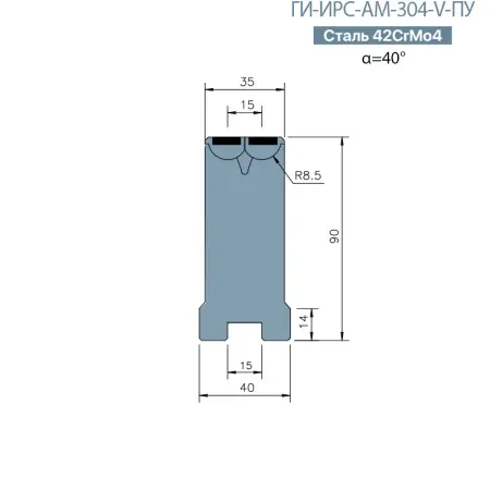 Матрица Rolla-V Promecam/Amada ИРС-АМ-304-V-ПУ с полеуретановыми вставками