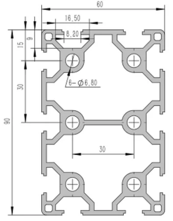 6090-8B Алюминиевый конструкционный профиль анодированный