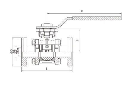 Вакуумный фланцевый шаровой кран  (размер 2,5")