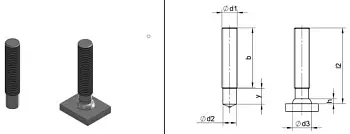 Шпилька резьбовая PD с алюминиевым кончиком Стальная M12x55 Арт. 46-12-055