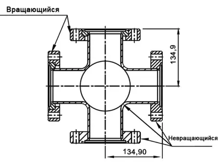 Шестерик с фланцами CF150 нержавеющая сталь SS304