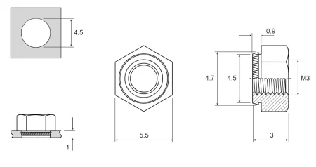 K-NUT M3 для 1,0 мм