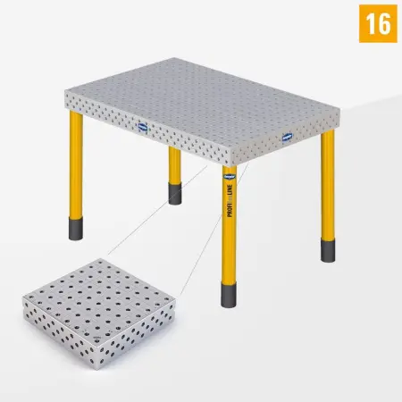 PE 3D welding table 16 1200x800 standard version with standard legs