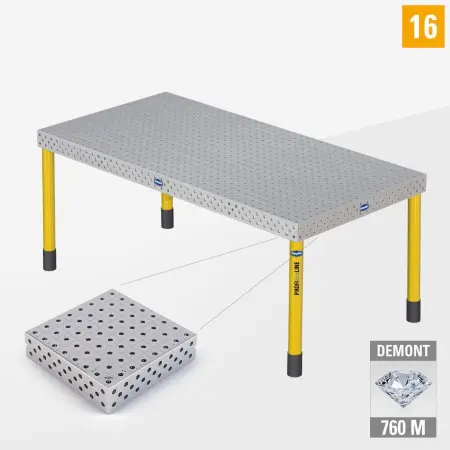 PE 3D welding table 16 2000x1000 nitrided DEMONT 760 M with standard legs