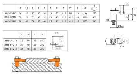 M-3115-30M10 Прижим поворотный Г-образный пружинный