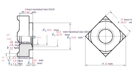 DIN 928 M10 чертеж