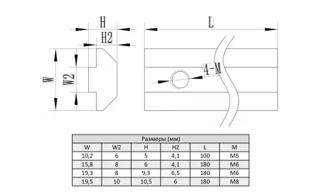 Линейный внутренний соединитель М6 для алюминиевых профилей, серия 30, ALF-LC30