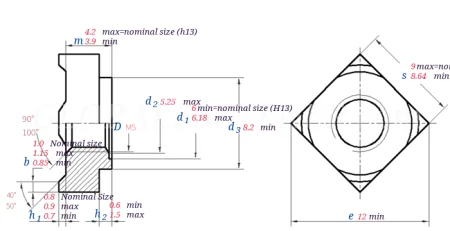 DIN 928 M5 чертеж