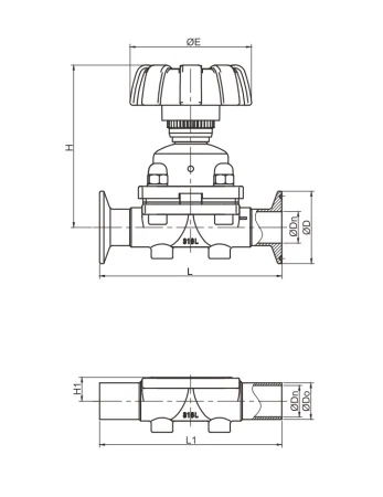 Ручной мембранный клапан
(Уплотнение 8, размер DN15 ½")