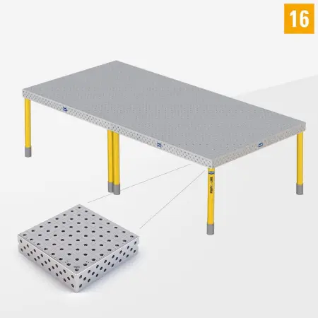 PE 3D welding table 16 3000x1500 standard version with standard legs