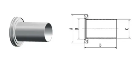 Патрубок под сварку ISO-K200, L=100  мм (нержавеющая сталь )