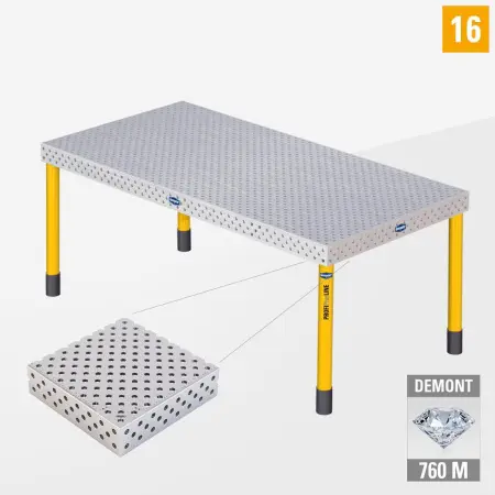 PROFIPlusLINE PL 3D welding table 16 2000x1000 nitrided DEMONT 760 M with standard legs