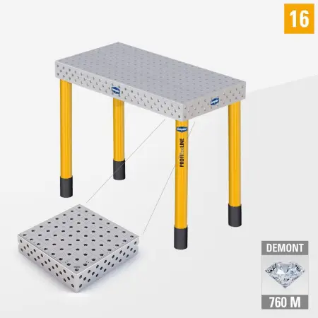 PE 3D welding table 16 1000x500 nitrided DEMONT 760 M with standard legs